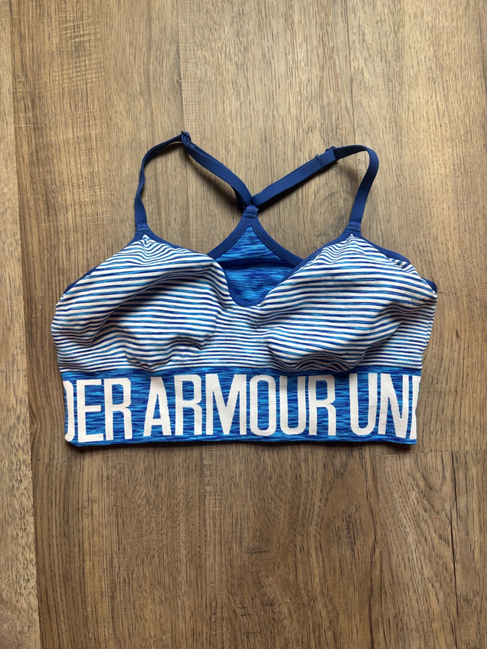 Women’s Blue Stripped Under Armour Sports bra